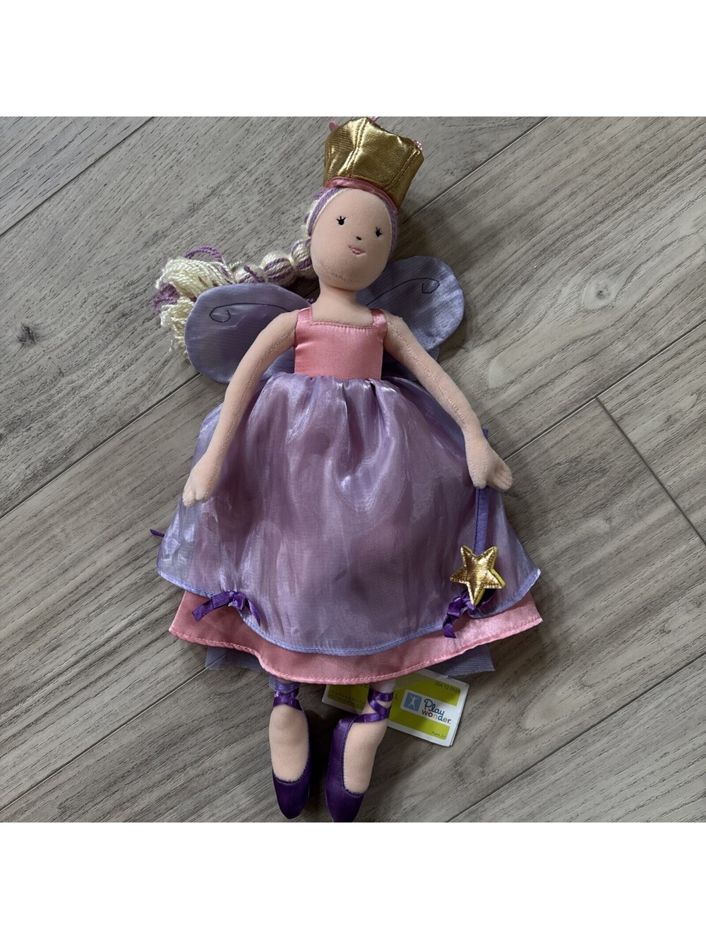 Pink Purple Fairy Godmother Princess Ballerina Plush Doll Wand Soft Toy 16” (N)